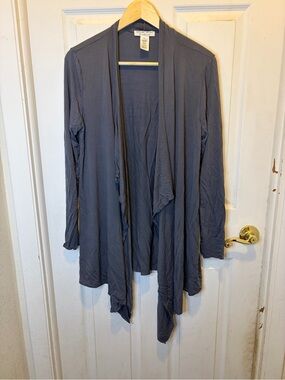 Barefoot Dreams Luxe Milk Jersey Open-Front Cardigan in Slate Gray